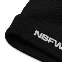 Load image into Gallery viewer, NSFW white thread ribbed knit beanie
