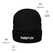 Load image into Gallery viewer, NSFW white thread ribbed knit beanie
